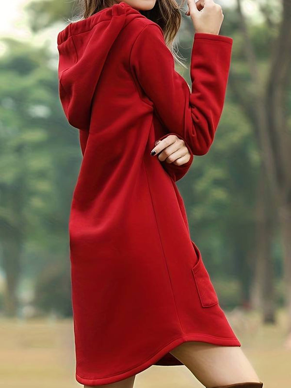 Langer Kapuzenpullover mit Kordelzug für Damen