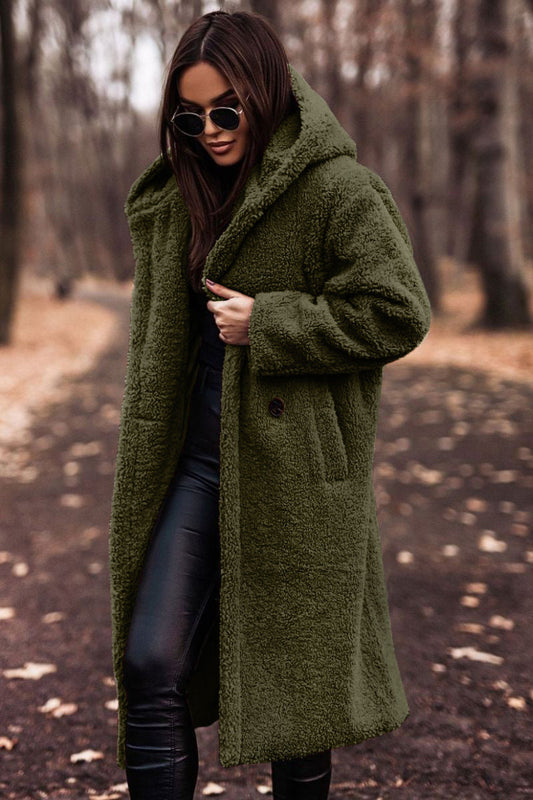 Oversize Teddy Mantel mit Kapuze für Damen