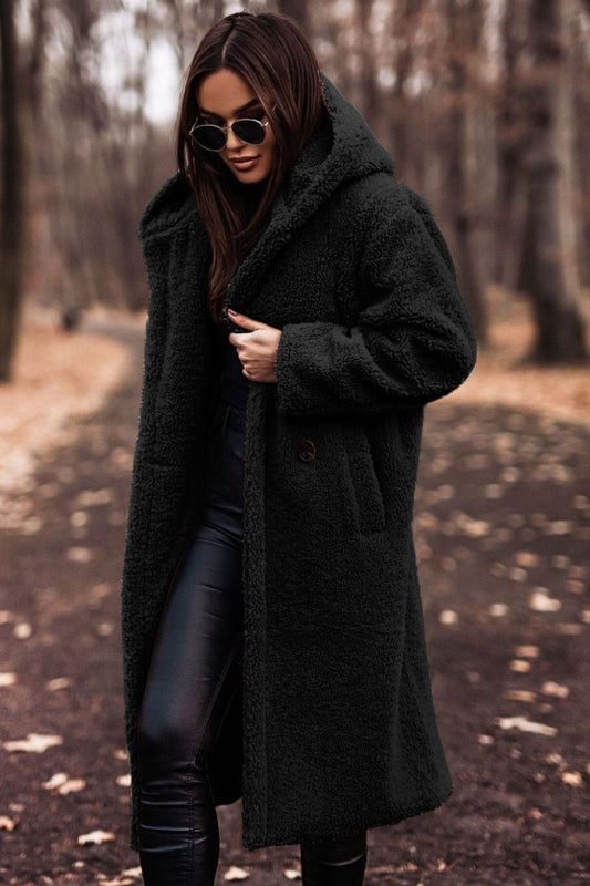 Oversize Teddy Mantel mit Kapuze für Damen