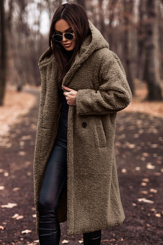 Oversize Teddy Mantel mit Kapuze für Damen