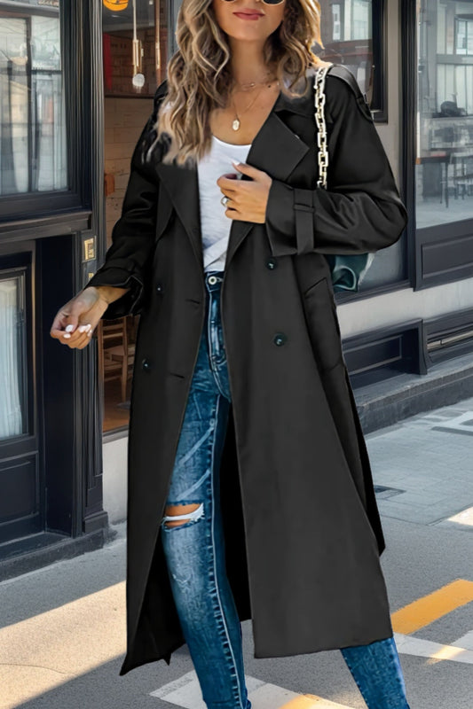 Langer Trenchcoat für Damen mit Gürtel