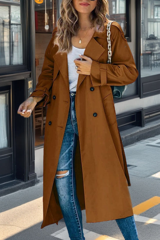 Langer Trenchcoat für Damen mit Gürtel