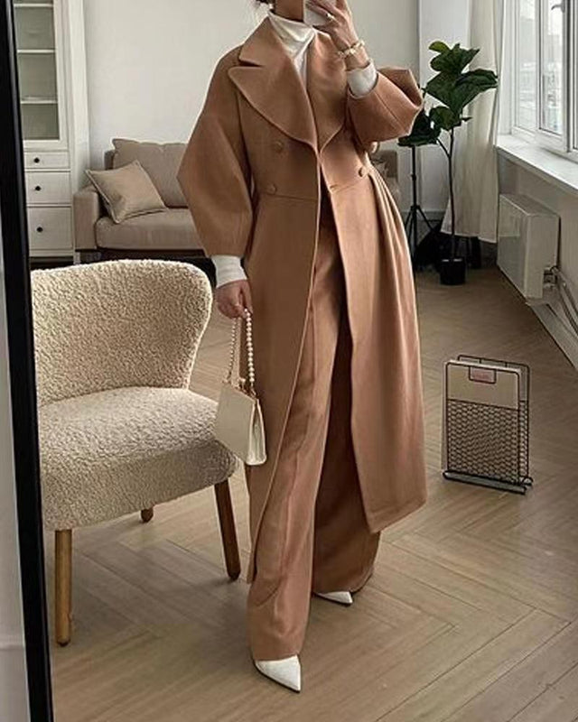 Langer Trenchcoat für Damen mit Reverskragen