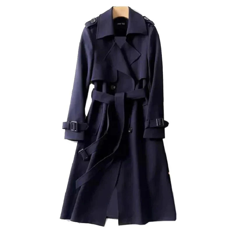 Langer Trenchcoat für Damen mit Taillengürtel