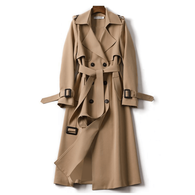 Langer Trenchcoat für Damen mit Taillengürtel