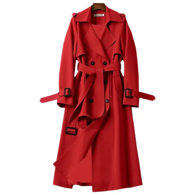 Langer Trenchcoat für Damen mit Taillengürtel