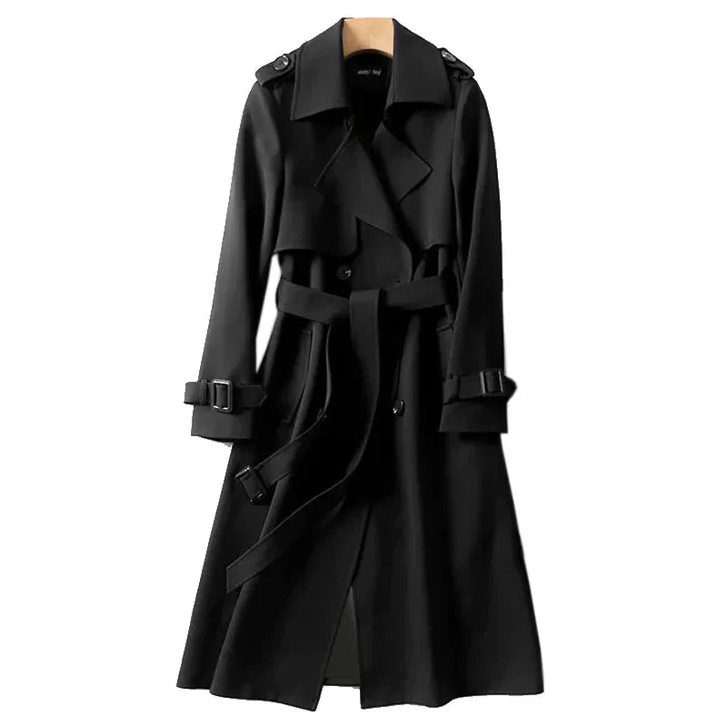 Langer Trenchcoat für Damen mit Taillengürtel