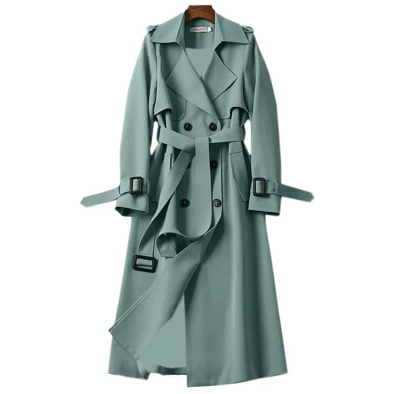 Langer Trenchcoat für Damen mit Taillengürtel