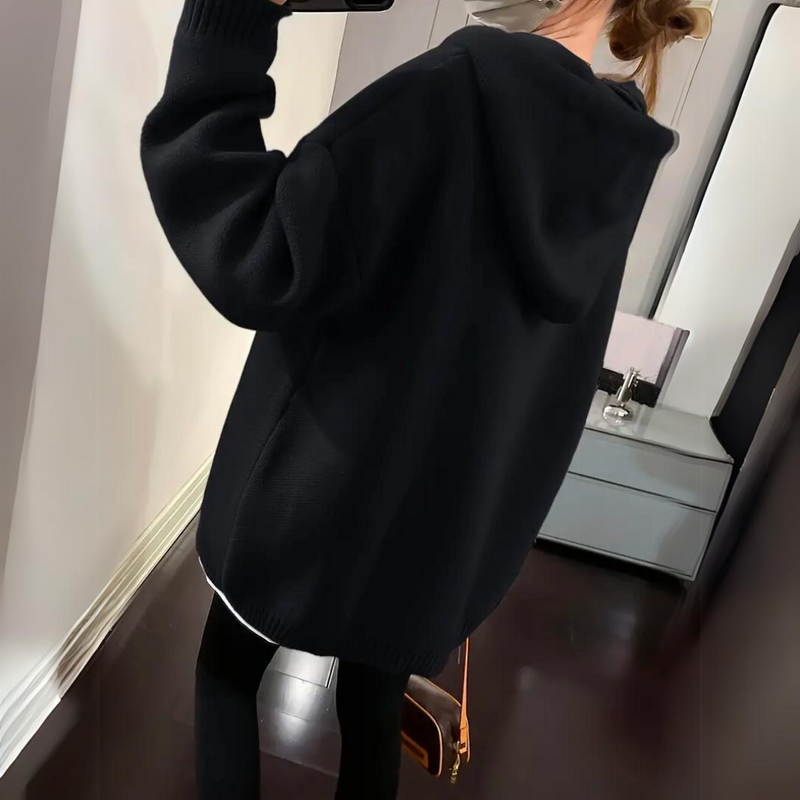 Lässiger Kapuzenpullover für Damen mit Smiley-Motiv