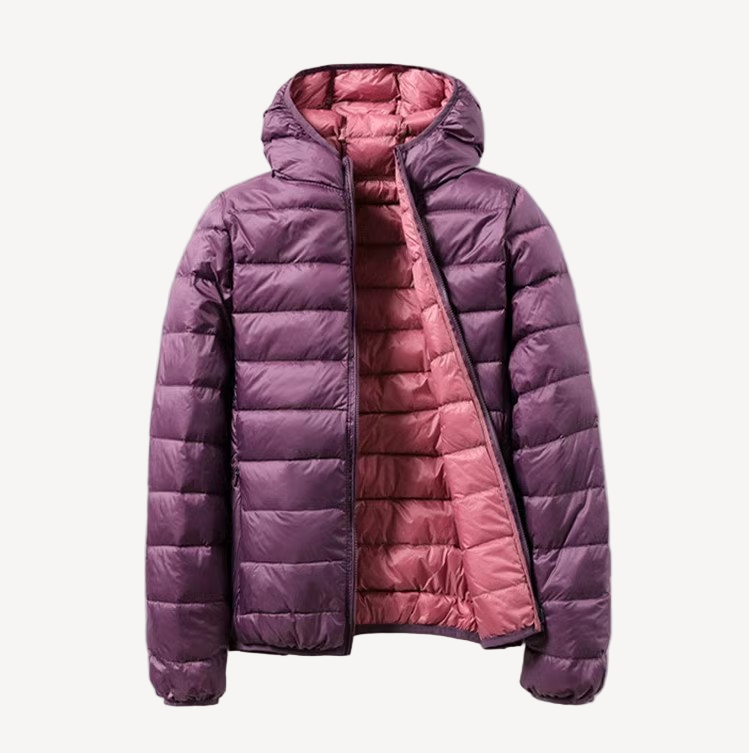 Reversible Übergangsjacke für Damen mit Kapuze