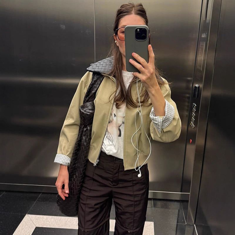 Übergangsjacke mit Karodetails für Damen