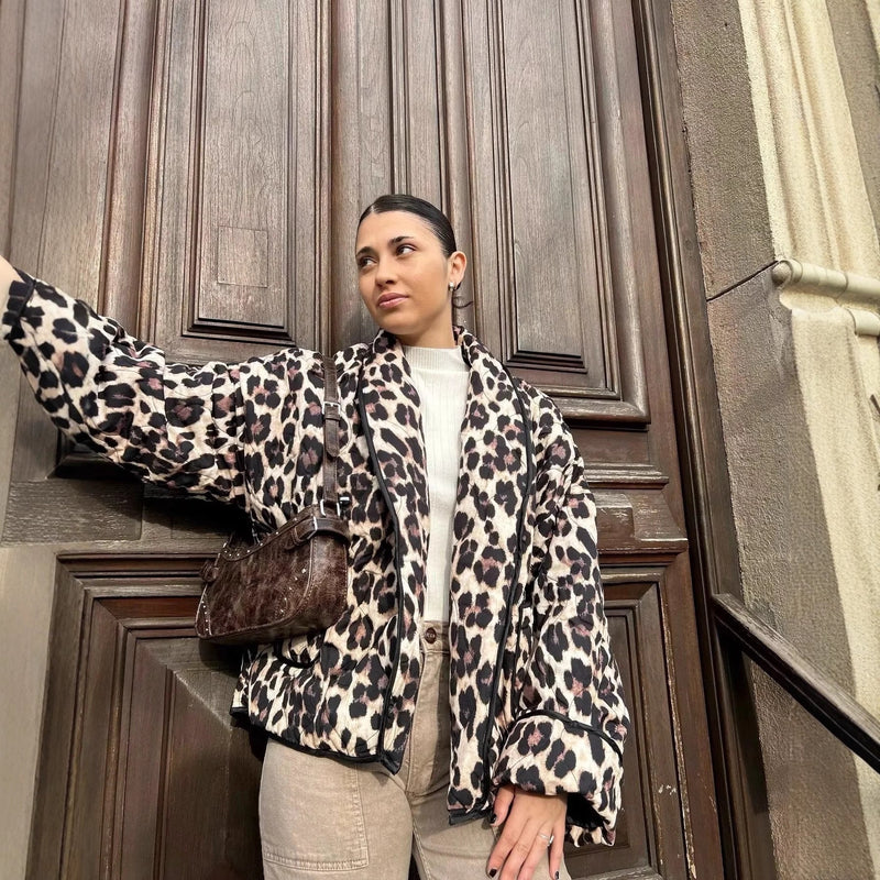 Bomberjacke im Leopardenprint für Damen