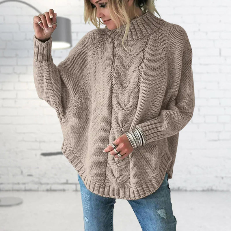 Lockerer Strickpullover für Damen mit Rollkragen