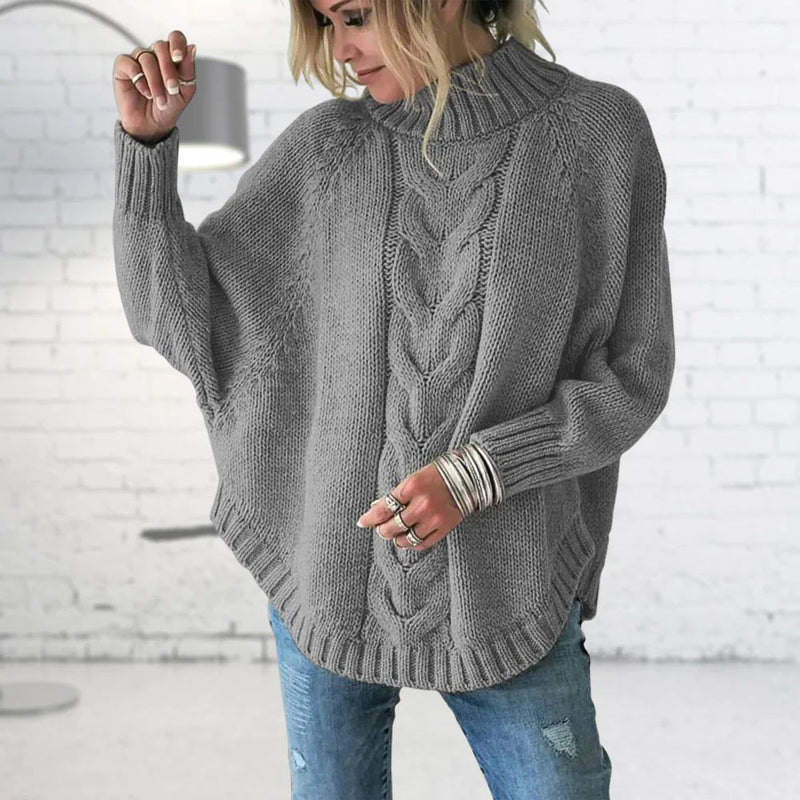 Lockerer Strickpullover für Damen mit Rollkragen