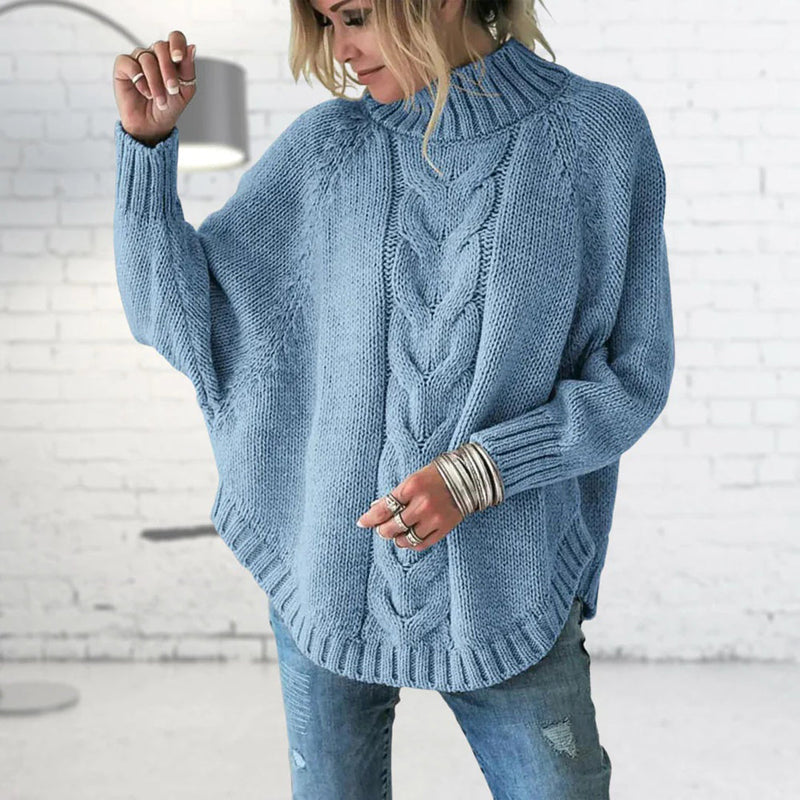 Lockerer Strickpullover für Damen mit Rollkragen