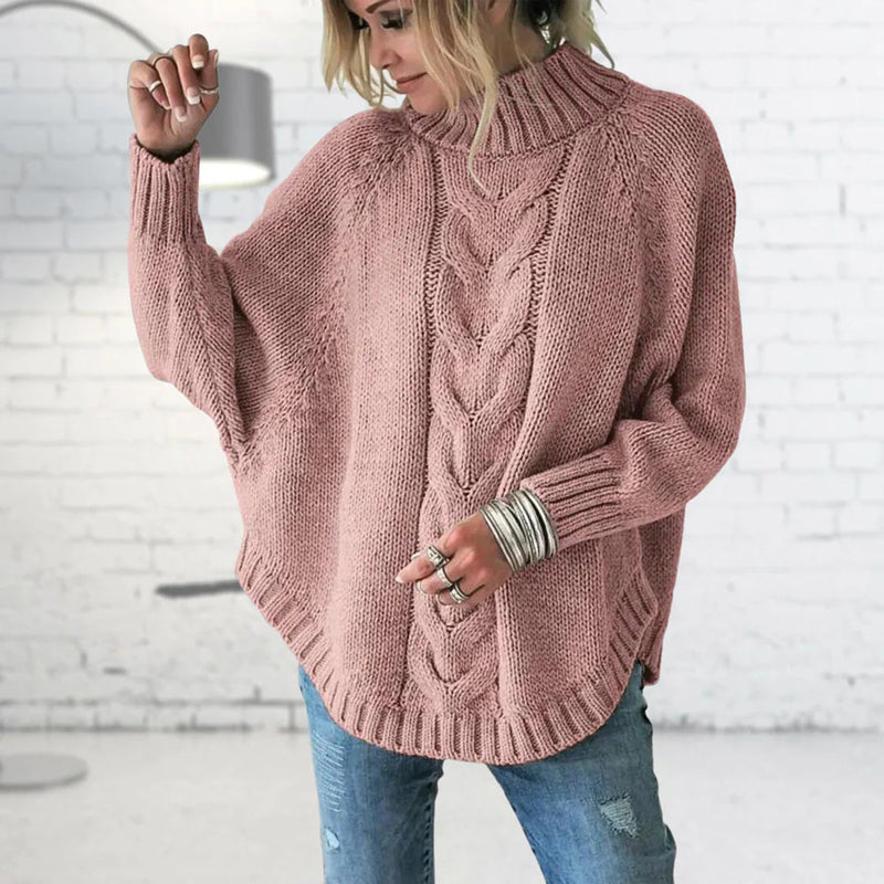 Lockerer Strickpullover für Damen mit Rollkragen