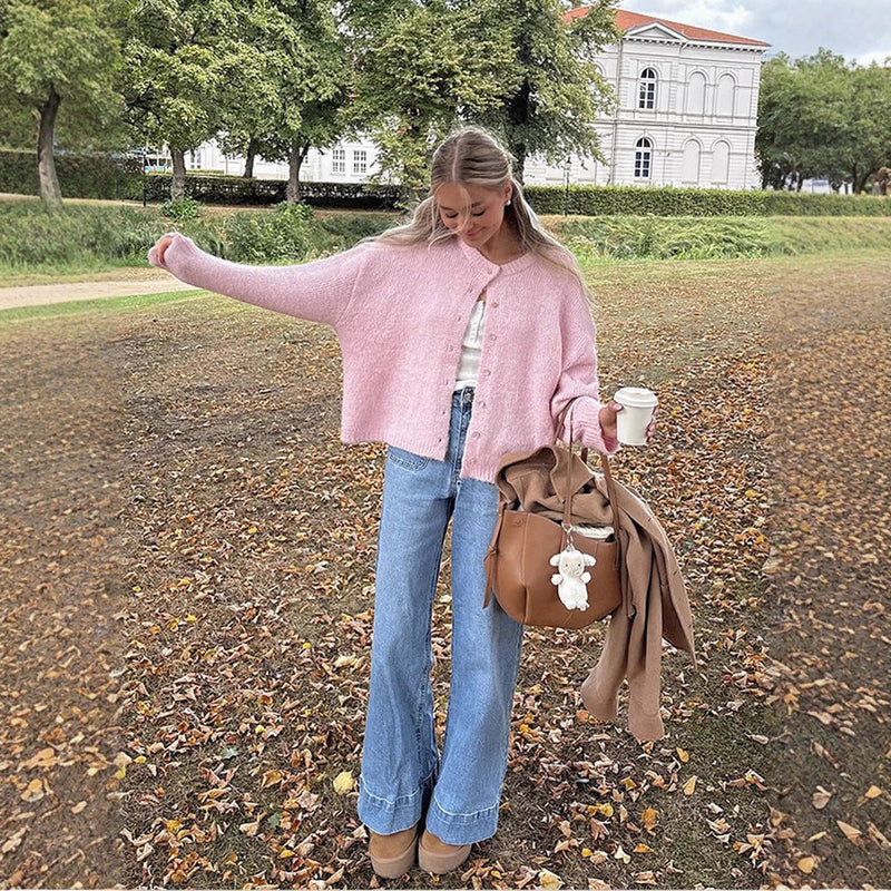 Locker geschnittener Strickcardigan mit Knöpfen für Damen