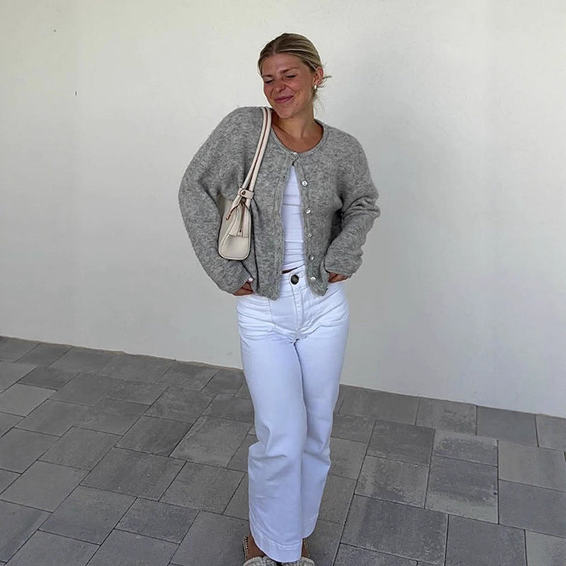 Locker geschnittener Strickcardigan mit Knöpfen für Damen