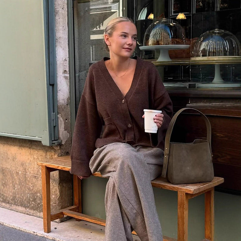 Locker geschnittener Strickcardigan mit Taschen für Damen