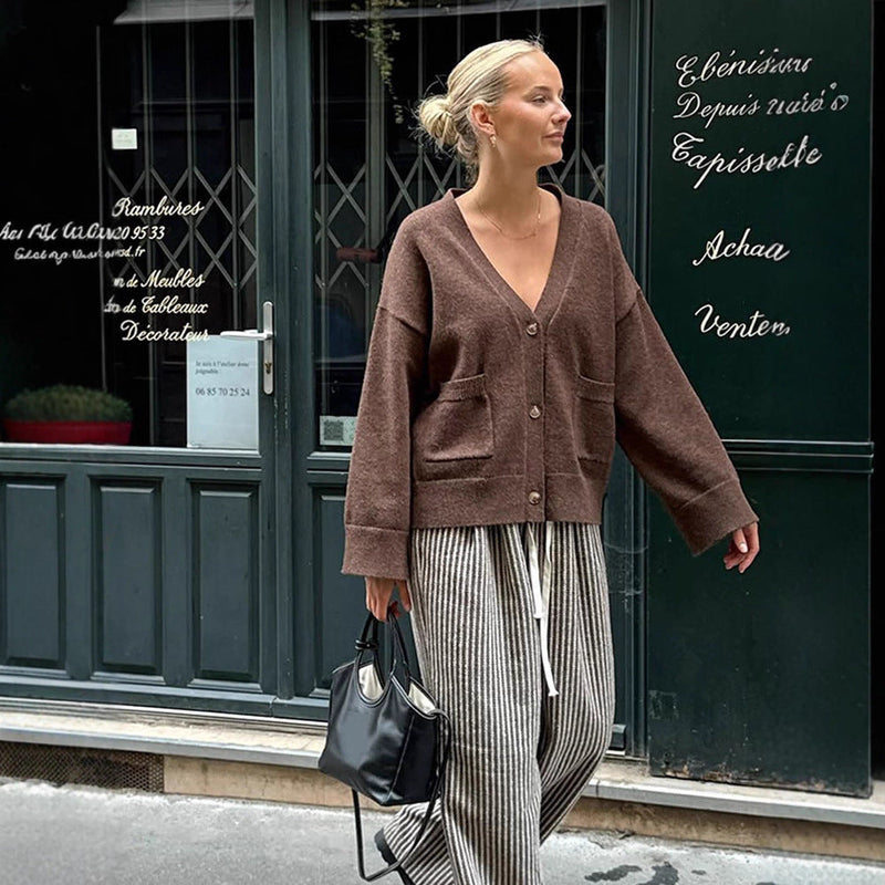 Locker geschnittener Strickcardigan mit Taschen für Damen