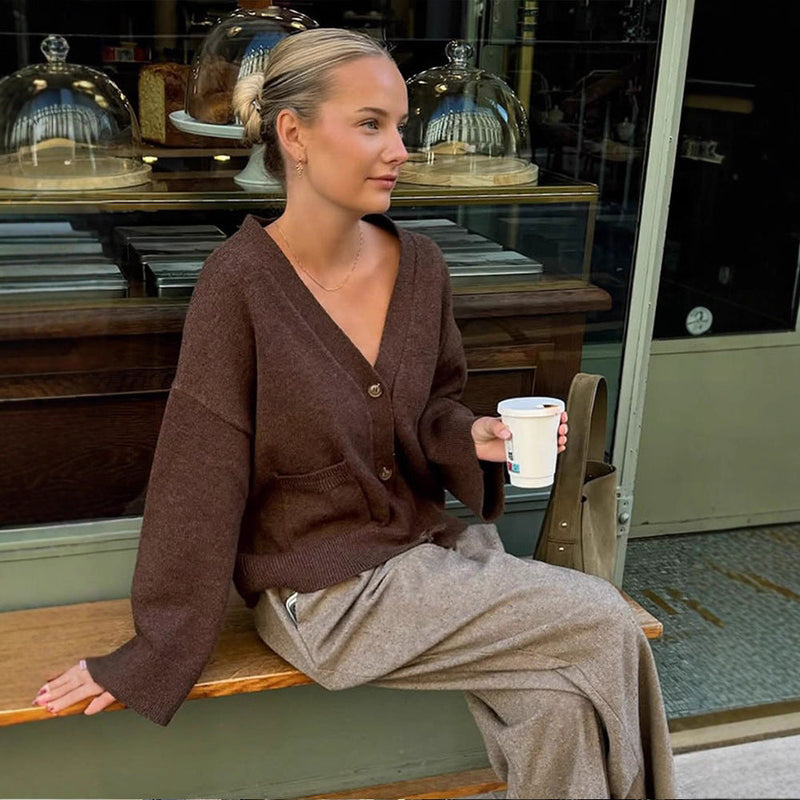 Locker geschnittener Strickcardigan mit Taschen für Damen