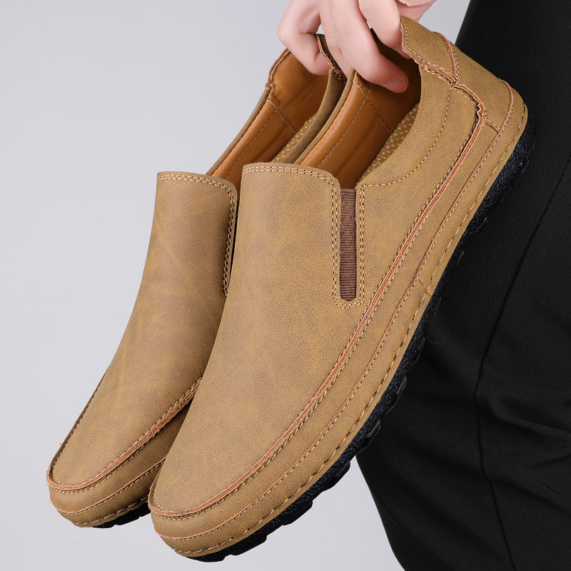 Herren-Leder-Slipper mit Gummisohle und Fußgewölbestütze