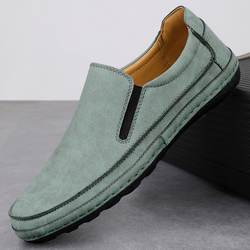 Herren-Leder-Slipper mit Gummisohle und Fußgewölbestütze