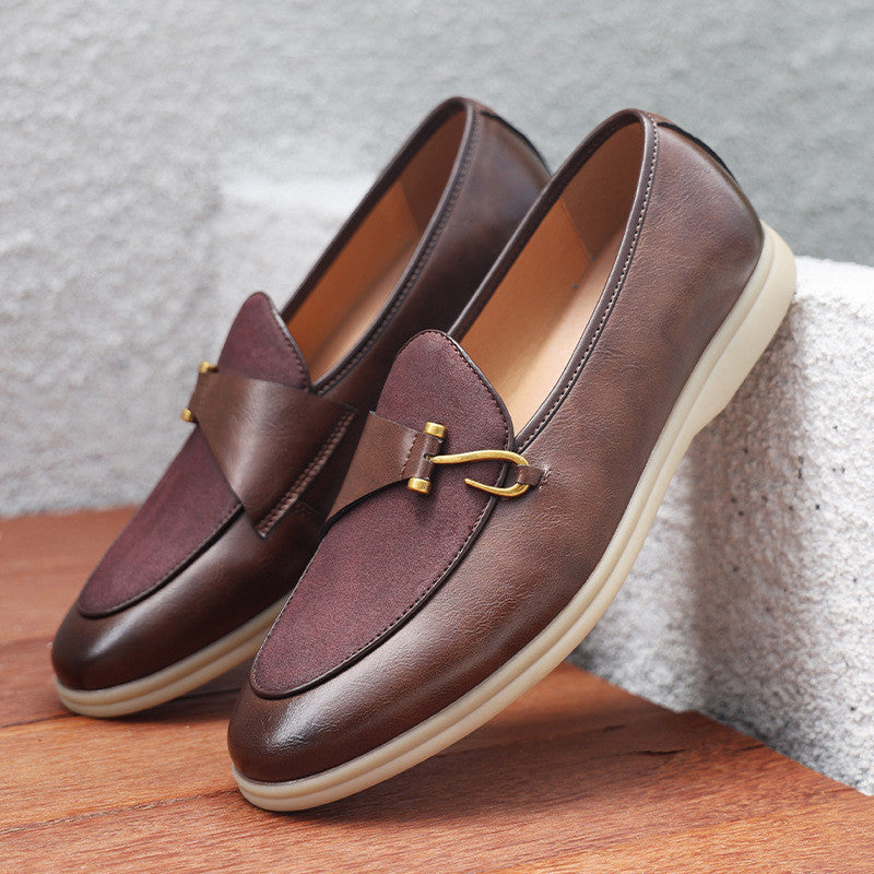 Herren-Lederhalbschuhe mit Wildleder-Vorderblatt und Hakenverschluss