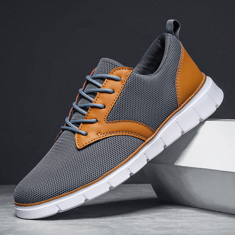 Herren-Sneaker aus Mesh mit Lederakzenten und Gummisohle