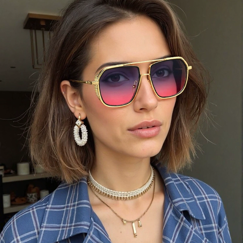 Sonnenbrille für Damen mit Verlaufsgläsern und UV400-Metallrahmen