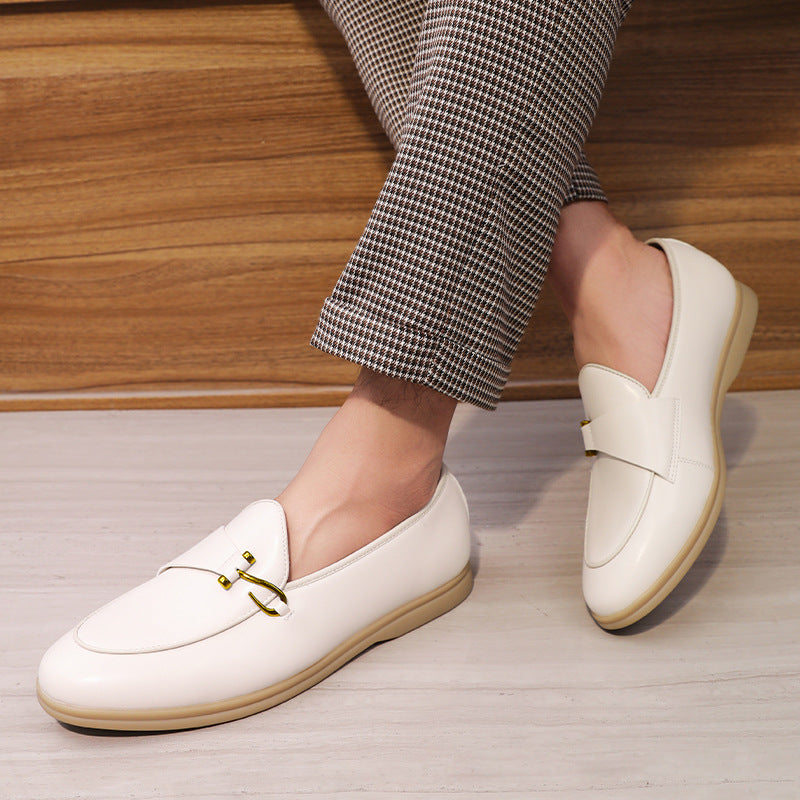 Herren-Lederhalbschuhe mit Wildleder-Vorderblatt und Hakenverschluss
