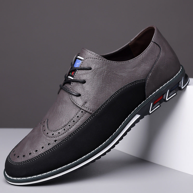 Herren-Lederschuhe mit Brogue-Verzierung und Gummisohle