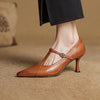 Damen-Lederpumps mit spitzer Zehenpartie und T-Riemchen