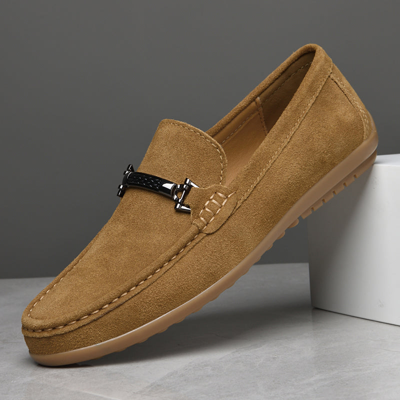 Herren-Wildleder-Slipper mit Gummisohle und Horsebit-Detail