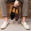 Herren-Lederhalbschuhe mit Wildleder-Vorderblatt und Hakenverschluss