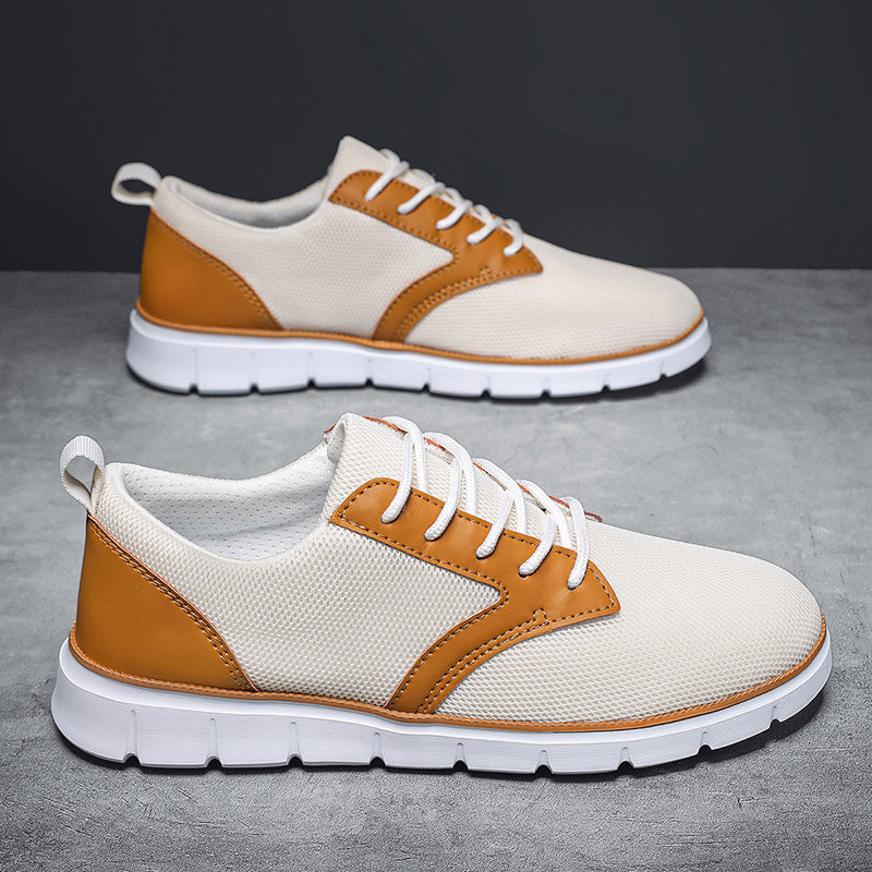 Herren-Sneaker aus Mesh mit Lederakzenten und Gummisohle