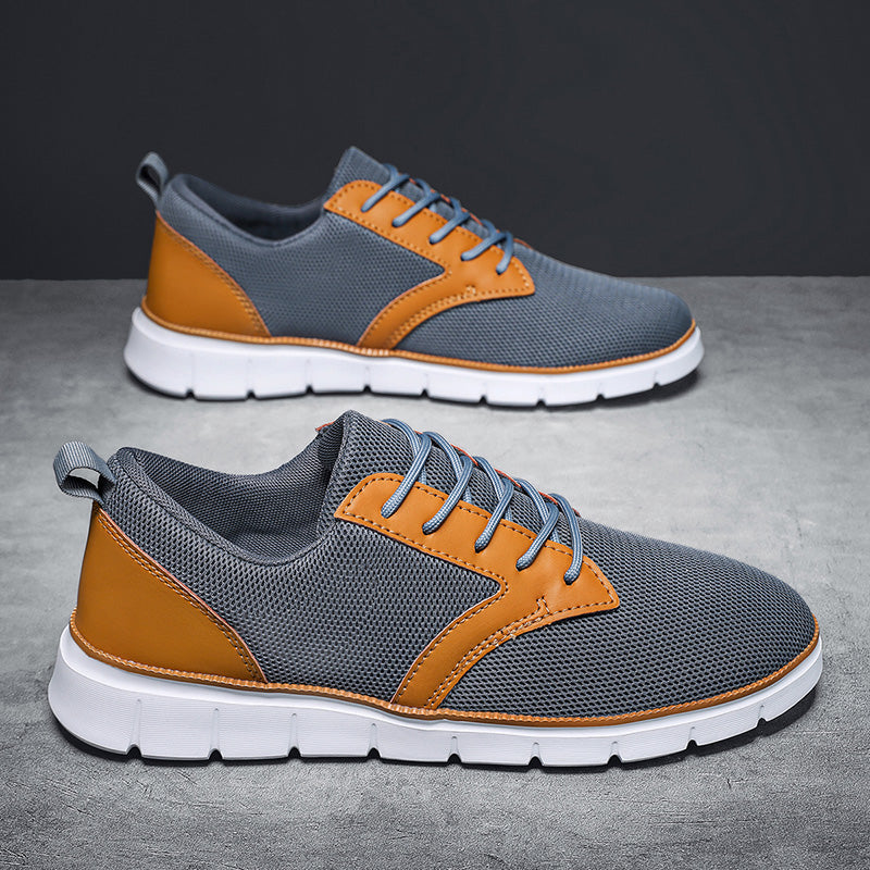 Herren-Sneaker aus Mesh mit Lederakzenten und Gummisohle