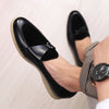 Herren-Lederhalbschuhe mit Wildleder-Vorderblatt und Hakenverschluss
