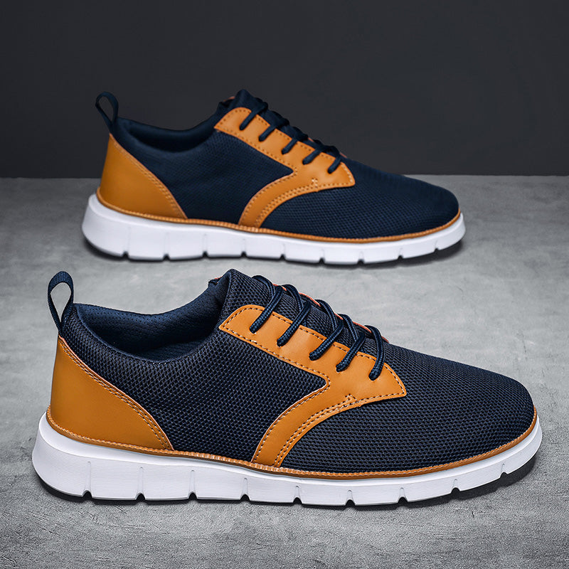 Herren-Sneaker aus Mesh mit Lederakzenten und Gummisohle