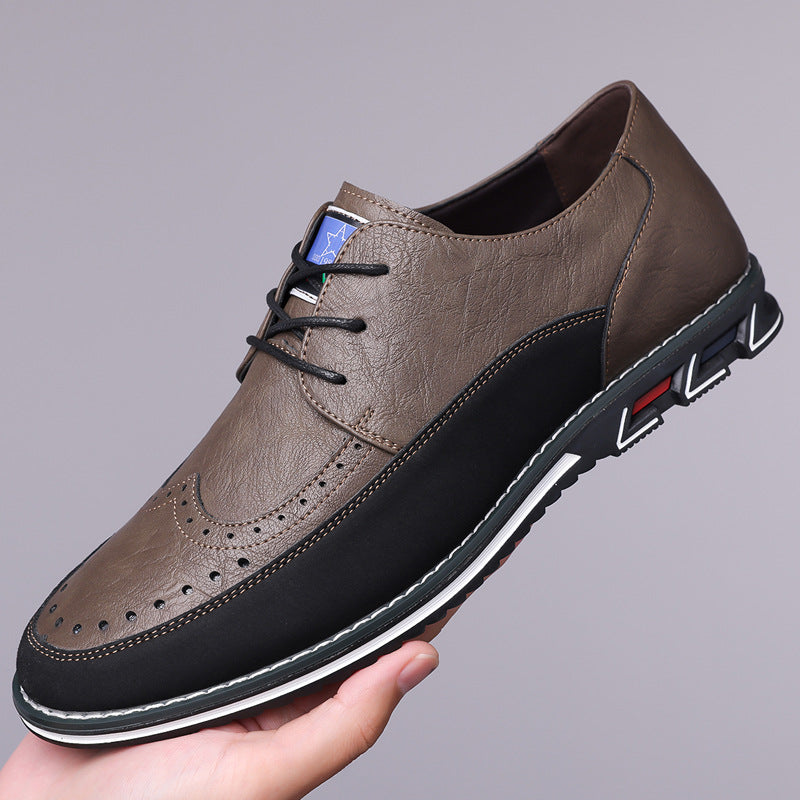Herren-Lederschuhe mit Brogue-Verzierung und Gummisohle