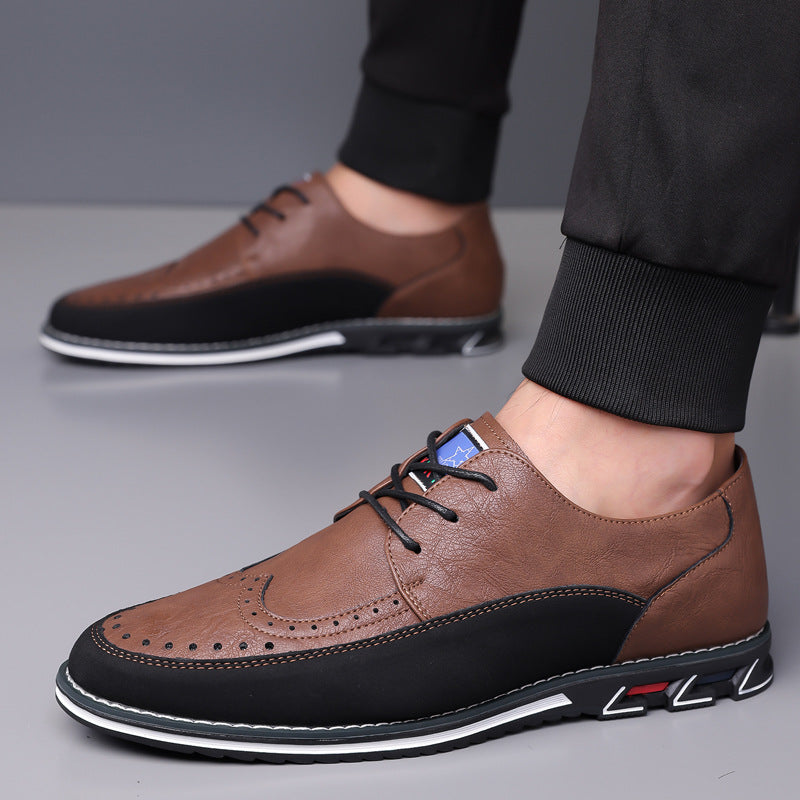 Herren-Lederschuhe mit Brogue-Verzierung und Gummisohle