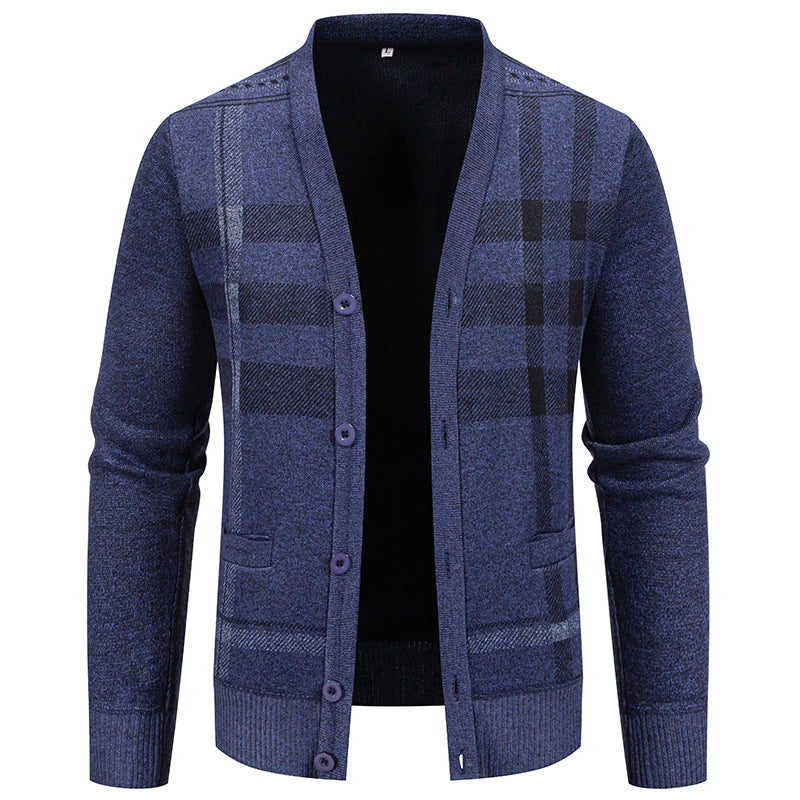 Männer Cardigan mit Karomuster und Knöpfen