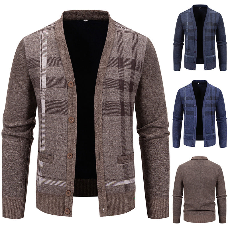 Männer Cardigan mit Karomuster und Knöpfen