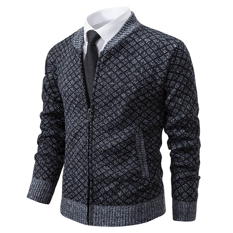 Männer Cardigan mit Reißverschluss und strukturiertem Design