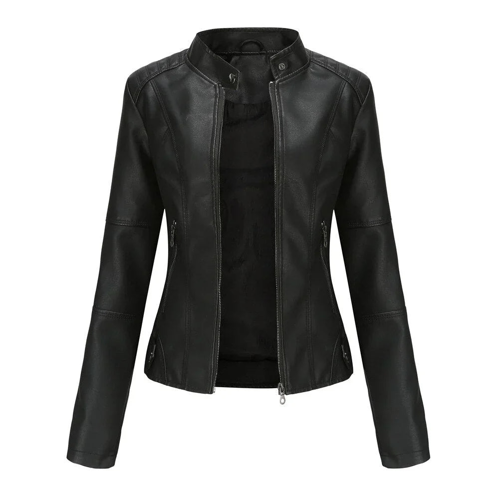 Pauline - Damen lederjacke mit mao