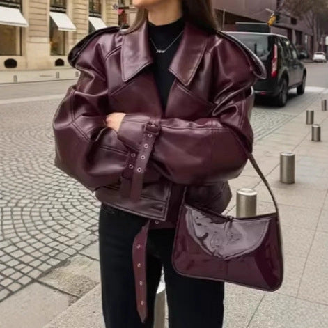 Mode Faux-Lederjacke für Damen