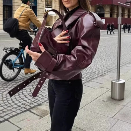 Mode Faux-Lederjacke für Damen