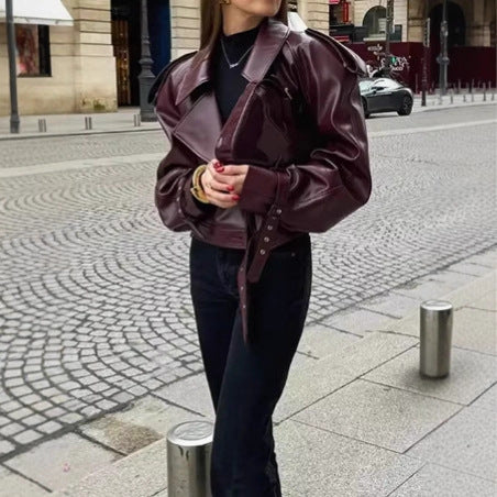 Mode Faux-Lederjacke für Damen