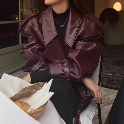 Mode Faux-Lederjacke für Damen