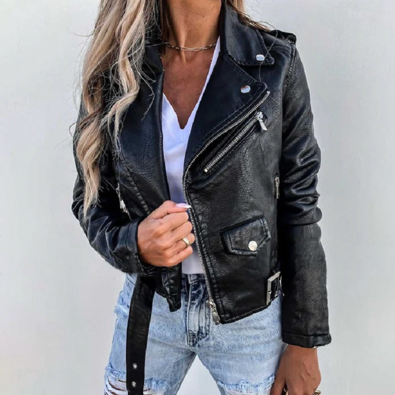 Stylische Bikerjacke mit Reverskragen für Damen